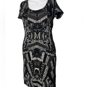 H&M Aztec Print Bodycon Mini Dress Black & White Size Medium